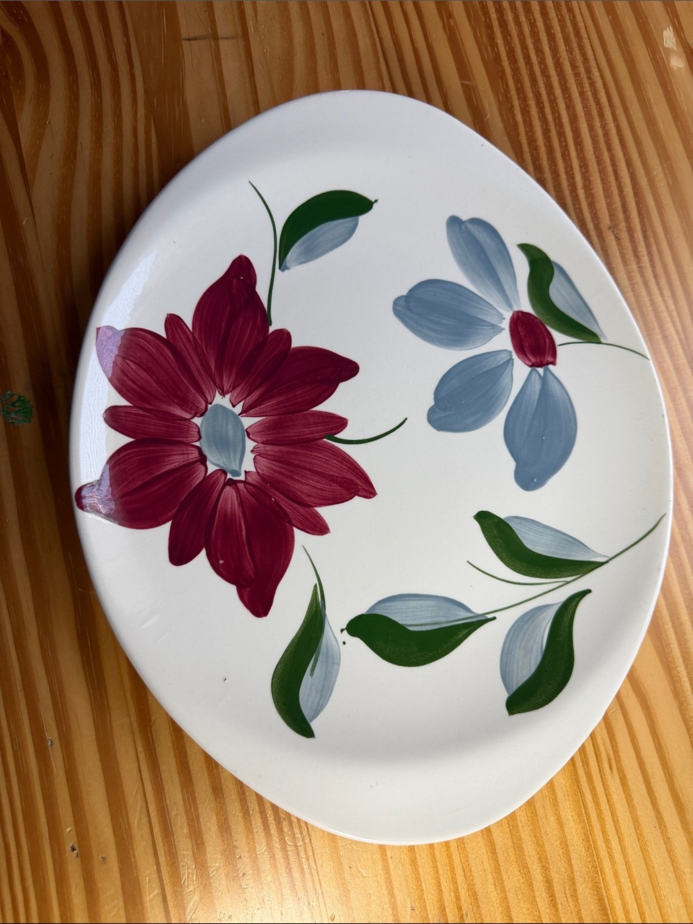 Blue Ridge Petal Point Serving Plate Oval Platter Vintage